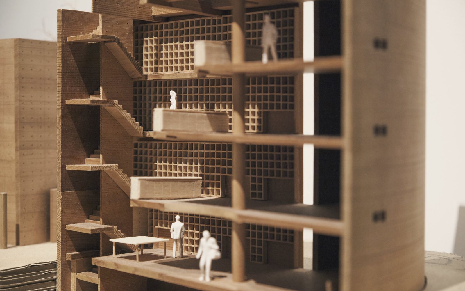 Temporary photograph of a detailed timber architectural model
